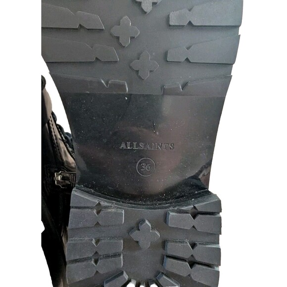 All Saints Donita Womens Boots Black Leather NWOT EU 36/US 6 Combat Patent - Picture 8 of 10